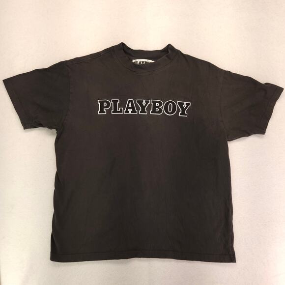 Playboy Graphic Casual Short Sleeve Crew Neck T Shirt Mens Size Medium M Gray - Picture 2 of 9
